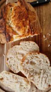 fresh baked sourdough loaf made with bore/well water