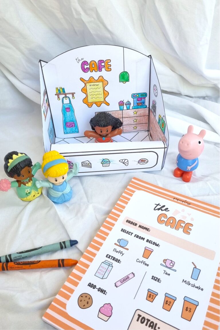 Free Printable Paper Cafe Scene for Kids: Easy DIY Craft Template
