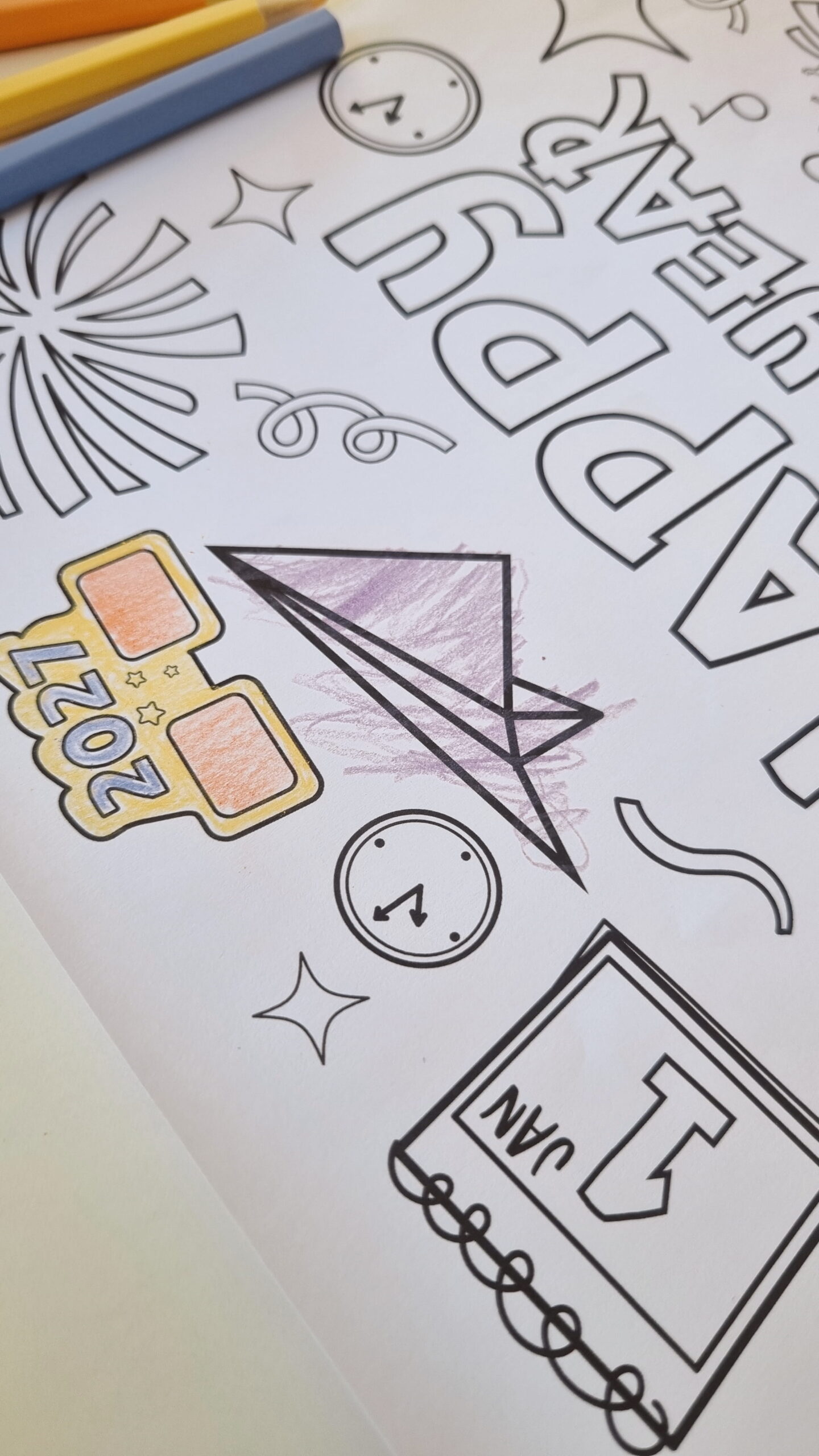free new years 2027 colouring in printable sheet